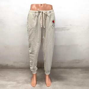 Keith Haring Cream Jogger Pants Dancing Figure and Heart Graphic Size XL